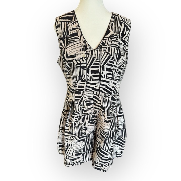 Reiss Black/White Culotte Hail Cotton Blend Playsuit Sz 10 - Picture 7 of 14